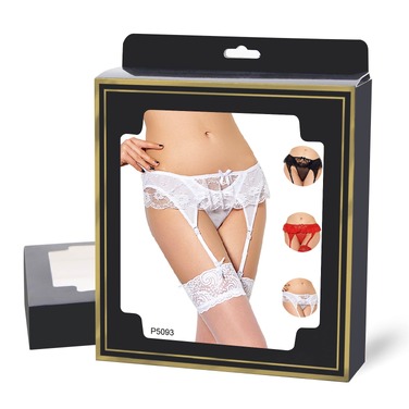 Пояс кружевной с подвязками для чулок Star Night с трусиками, черный, XS-S