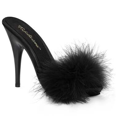 Босоножки-слайды Poise-501F, каблук 5 дюймов, PF 3/8 дюйма, Marabou Slide, чёрные