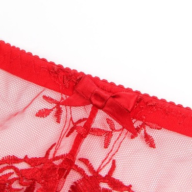 Червоний сексуальний мережива з вишивкою пояс для панчіх Star Night і трусики, XL (без коробки)