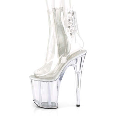 Ботинки Flamingo-1018C *Каблук 8 дюймов, 4 дюйма, открытый носок/пятка, боковая молния, прозрачный