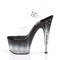 Босоніжки Pleaser Stardust-708T на підборах 7 дюймів, босоніжки з ремінцем на щиколотці 2 3/4 дюйма з шипами RS, чорні/прозорі