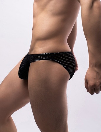 Дышащие сетчатые сексуальные мужские трусы Star Night черные, L