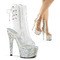 Ботильоны Pleaser Bejeweled-1018DM-7, каблук 7 дюймов, 2 3/4 дюйма, открытый носок/пятка, молния сбоку, прозрачный/серебристый