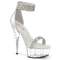 Босоножки Pleaser Delight-641, каблук 6 дюймов, 3,5 см, босоножкии с закрытым задником, украшенные стразами, молния сзади, серебристая ткань/прозрачный материал