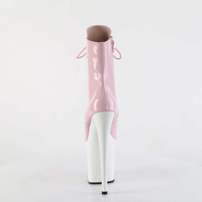 Чоботи Flamingo-1020 *8 дюймів на підборах, 4 дюйми на шнурівці спереду, блискавка збоку, ніжно-рожеві/білі