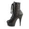 Чоботи Pleaser Boots Delight-1020 6 дюймів на шнурівці PF, чорні шкіряні, з блискавкою збоку