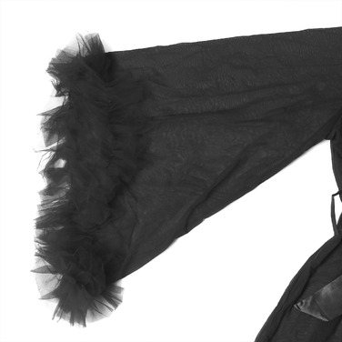 Халат Star Night з мереживом та поясом, чорний, XS-S