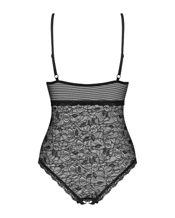 Боди Obsessive 818-TED-1 черный с вышивкой S/M