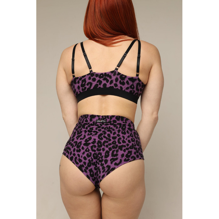 Classic Animal Prints – Принтований Танцювальний Топ Із Подвійними Бретелями Та Переднім Вирізом Для Pole Dance Та Студійних Тренувань - фіолетовий леопард