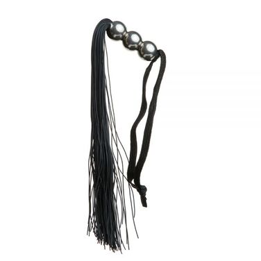 F61431 Плетка из силикона ручка 3 шарика FLOGGER BLACK METAL
