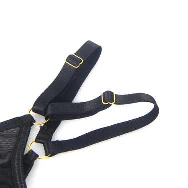 Комплект белья черный в сеточку Star Night с поясом и гартерами, XL