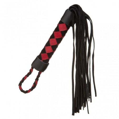 F61423 Плетка из экокожи и замши ромб FLOGGER BLACK/RED