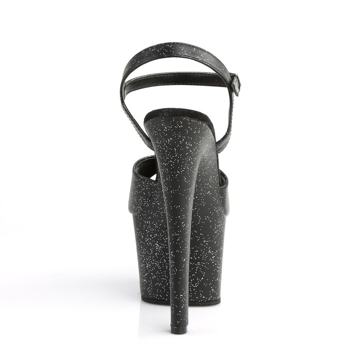 Босоніжки Sky-309MMG на підборах 7 дюймів, 2 3/4 дюйма з ремінцем на щиколотці з міні-блискітками, чорні, з веганської шкіри/чорні