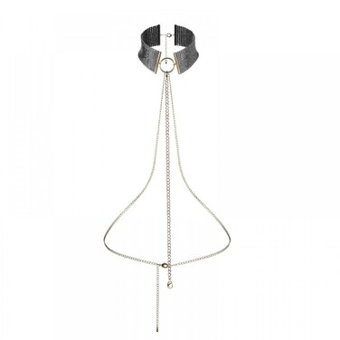 Ожерелье-ошейник с цепочкой Bijoux Indiscrets черное, 59 см