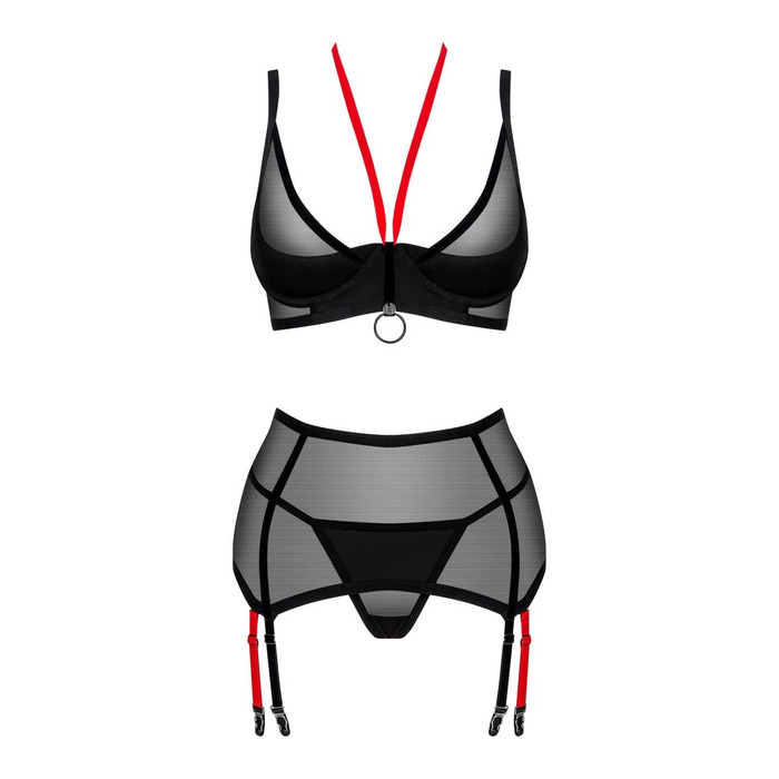 Комплект полупрозрачный XS/S Glandez Obsessive, 3 предмета, черный