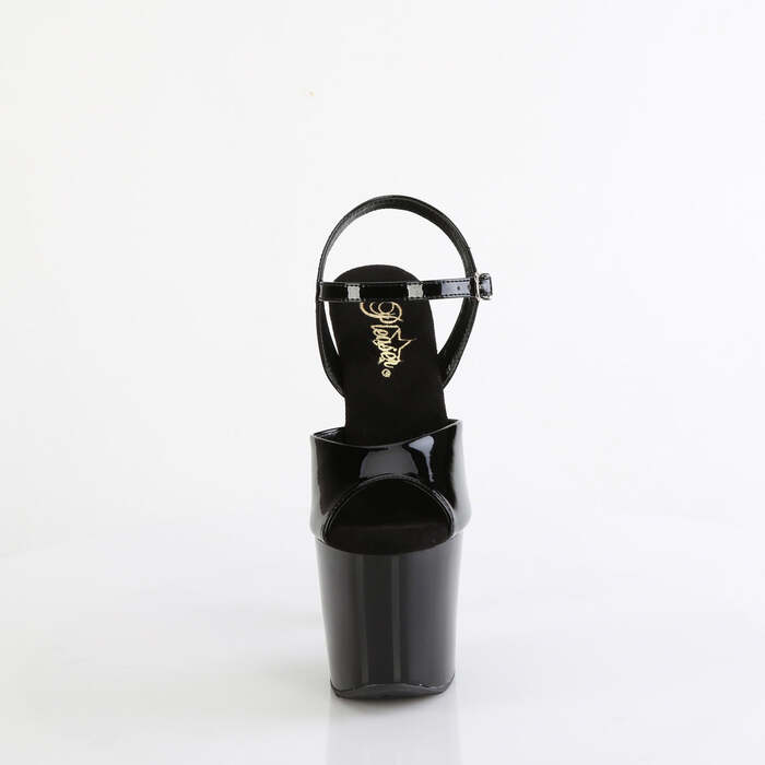 Босоножки Bliss-709 **Каблук 7 дюймов с бусинами, ремешок на щиколотке шириной 3 1/4 дюйма, черный/серебристый