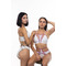 Combo Mesh – Шорти з сіткою та кольоровими стрічками для pole dance, heels і сценічних виступів - біло-рожевий