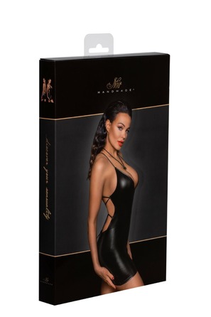 Платье с открытой спиной и глубоким декольте виниловое Noir Handmade F252 черное, L