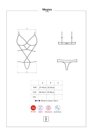 Боді Obsessive Megies з стрепами, що перехрещуються, чорно-червоний, L/XL