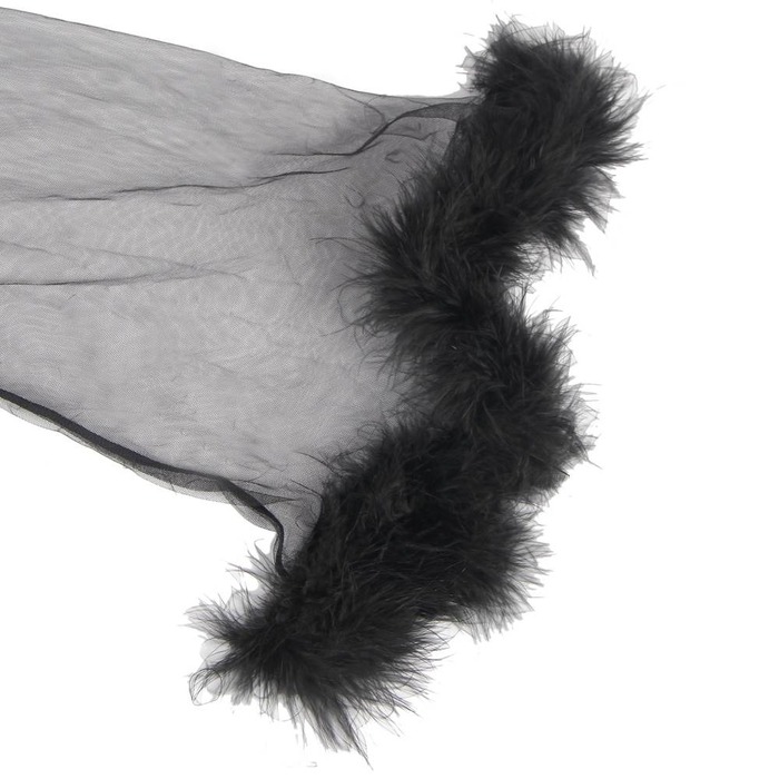 Халат довгий з поясом Star Night з обробкою зі штучного хутра та трусиками, чорний, ХХХL