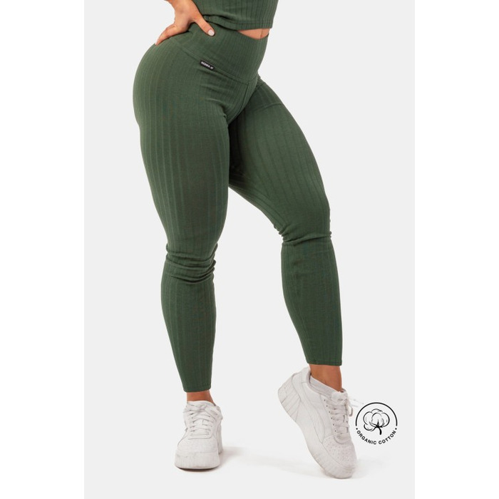 Легінси Organic Cotton Ribbed High-Waist Leggings 405 Dark Green