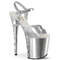 Босоніжки Pleaser Flamingo-809 на підборах 8 дюймів, босоніжки з ремінцем на щиколотці 4 дюйми, сріблясто-металевий колір веганської шкіри/сріблястий хром