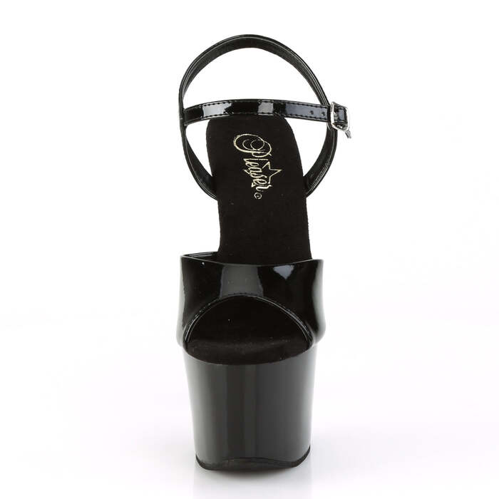 Босоніжки Sky-309CRS на підборах 7 дюймів, босоніжки з ремінцем на щиколотці 2 3/4 дюйма, чорні/срібні