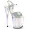 Босоніжки Pleaser Flamingo-809HT *8 дюймів на підборах, 4 дюйми з голографічним тоном та ремінцем на щиколотці, сріблясті