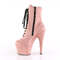 Чоботи Pleaser Adore-1020FS *7 дюймів на підборах, 2 3/4 дюйма на шнурівці, блискавка збоку, штучна замша ніжно-рожевого кольору