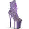 Ботинки Pleaser Flamingo-1020CHRS *Каблук 8 дюймов, 4-дюймовые ботильоны с отделкой, шнуровкой PF, боковая молния, фиолетовые