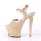 Босоножки Pleaser Sky-309TT. Каблук 7 дюймов, двухцветный ремешок на щиколотке, PF 2 3/4 дюйма, бежевый/розово-золотистый.