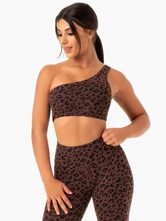 Топ Ryderwear Adapt One Shoulder Sports Bra - Chocolate Leopard