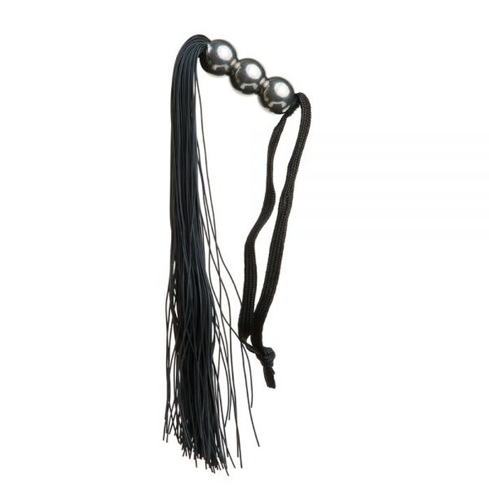 F61431 Плетка из силикона ручка 3 шарика FLOGGER BLACK METAL