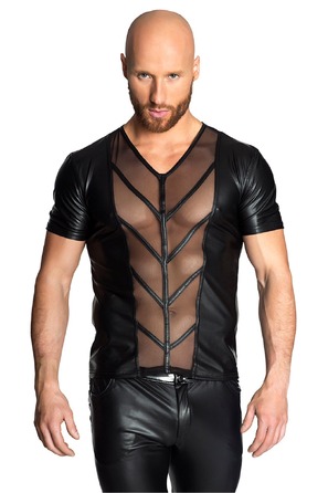 Футболка мужская со вставками сетки посредине Noir Handmade H029 черная, S