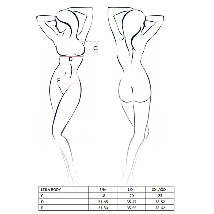 Боді з оборками та відкритим доступом LEILA BODY black S/M - Passion