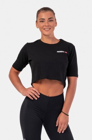 Топ Minimalist Logo NEBBIA crop top 600 Black