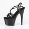 Босоніжки Pleaser Adore-713 на підборах 7 дюймів, з перехресними ремінцями 2 3/4 дюйма, чорні лаковані