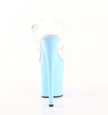Босоніжки Flamingo-808 на підборах 8 дюймів, босоніжки з ремінцем на щиколотці 4 дюйми, прозорі/ніжно-блакитні