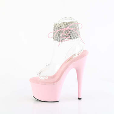 Босоножки Adore-791-2RS *Каблук 7 дюймов, 2 3/4 дюйма, PF, манжета на щиколотке, украшенная стразами, прозрачный/бледно-розовый