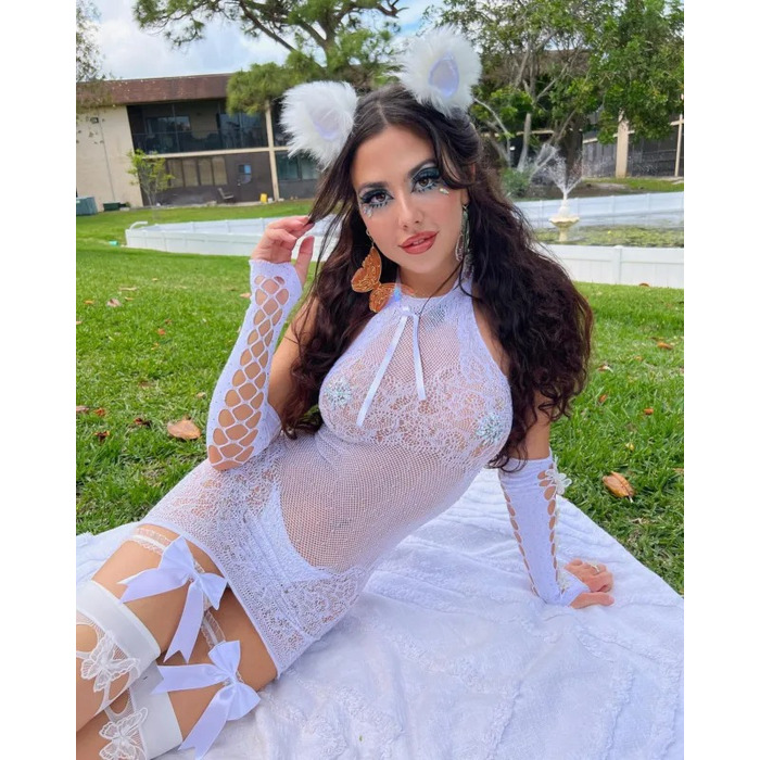 Мини платье в стразах Leg Avenue, белый O\S