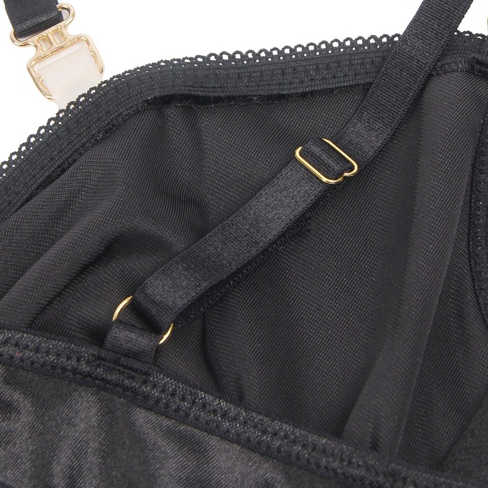 Чорний сексуальний оксамитовий комплект білизни Star Night з чокером та декоративною фурнітурою, M