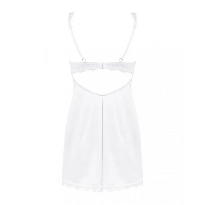 Пеньюар Obsessive Amor Blanco мереживний, з трусиками в комплекті, білий, L/XL
