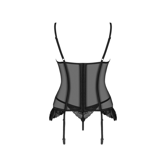 Корсет с ажурными вставками и стринги Obsessive Serena Love черный, XS/S
