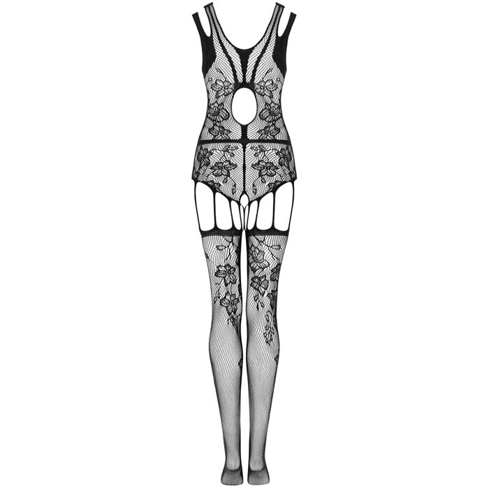 Комбинезон сетка с узором Obsessive F239 черный, S/M/L