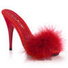 Шлепанцы Poise-501F. Каблук 5 дюймов. Босоножки Marabou Slide высотой 3/8 дюйма. Красные.