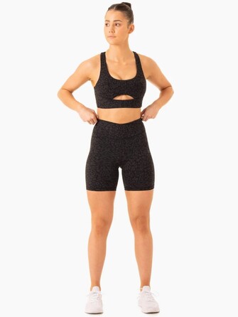 Шорты Rotation High Waisted Scrunch Shorts - Black Leopard