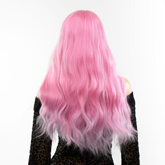 Перука довга хвиляста з чубчиком Fetish Hair рожевий, 60 см