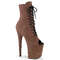 Ботинки Pleaser Flamingo-1021FS *Каблук 8 дюймов, 4-дюймовый открытый носок, шнуровка, боковая молния, бежевый