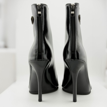 Хілси leather з язичком та литою підошвою, професійне взуття для сучасних танців з відкритим носком та шнурівкою. Ботильйони для High heels (хай хілс), Чорний 11 см, еко шкіра
