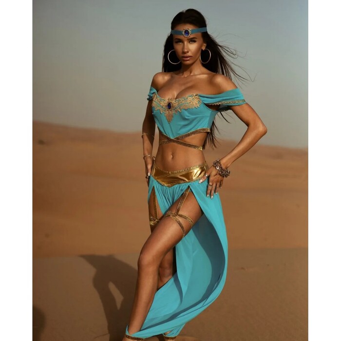 Костюм Принцеси Жасмин Leg Avenue Oasis Princess, блакитний із золотим, 4 предмети, S